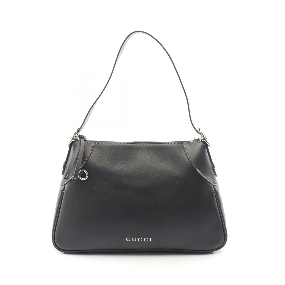 Gucci GG Emblem Shoulder Bag Leather Black